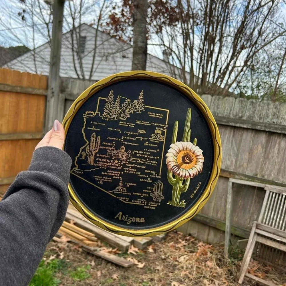 Vintage Arizona black & gold serving tray